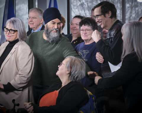 NDP leader Jagmeet Singh with supporters in St John's April 5, 2025. Photo by Greg Locke