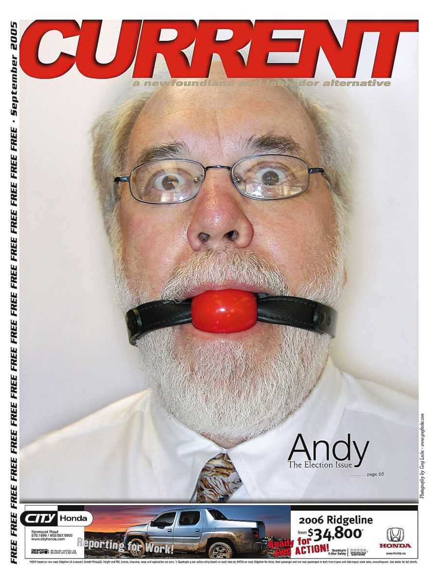 Current cover image featuring former St John's mayor, Andy Wells. (Click to enlarge)