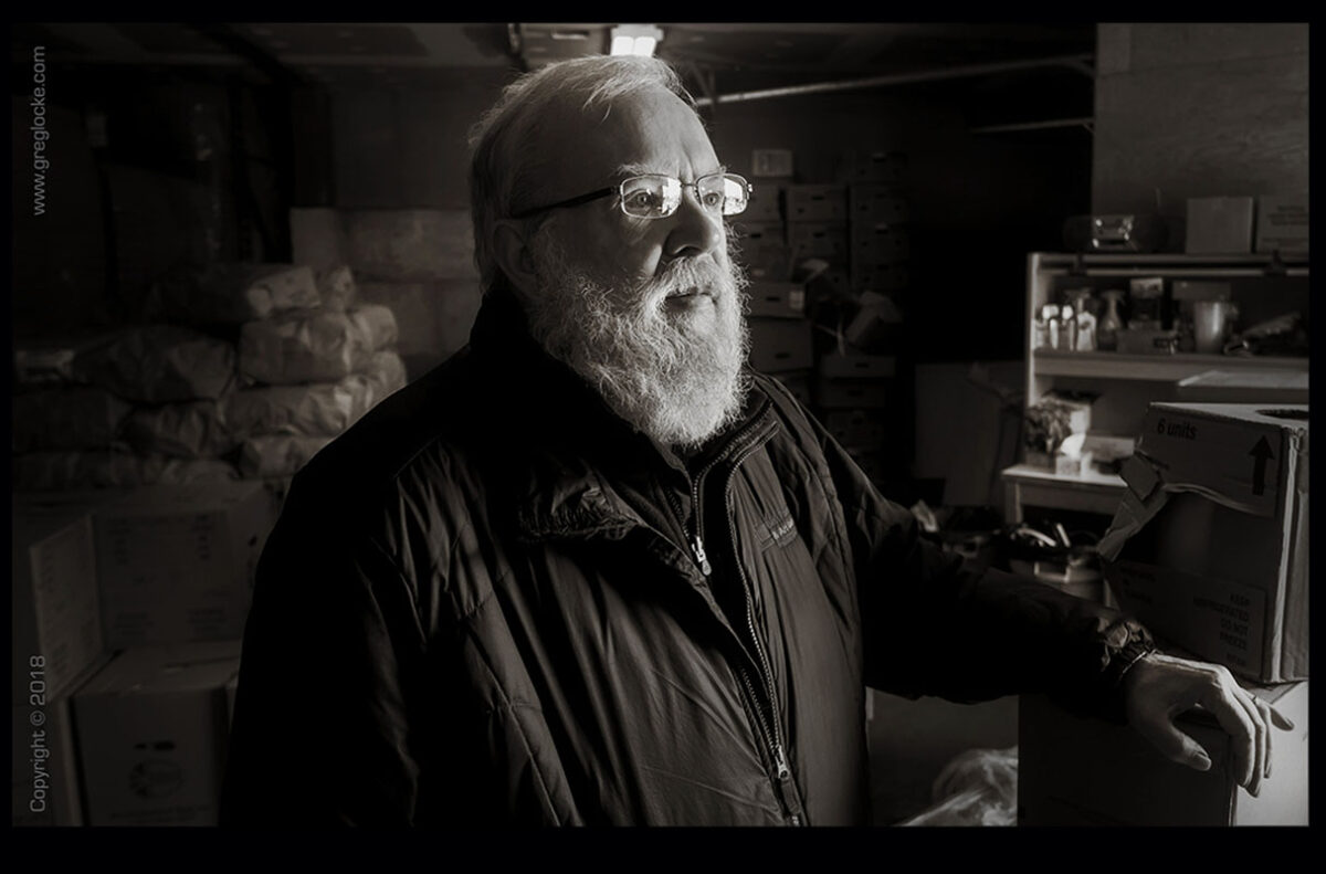 Egbert Walters, photographed in the warehouse of the Community Food Sharing Association by Greg Locke © 2018. - www.greglocke.com